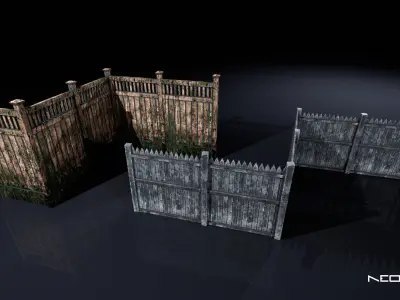 Modular Fences Low-poly 3D model