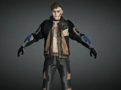 AAA Cyber Punk Male Character 01 Low-poly 3D model