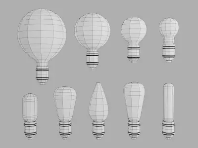 Vintage light bulb lamp set 3D model