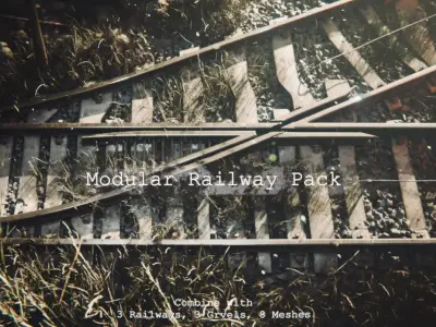 High Poly Modular Railway Pack 3D model