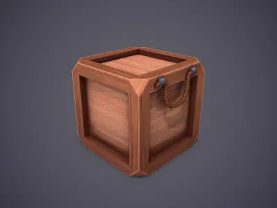 Crates Stylized Box Barrel Low-poly 3D model