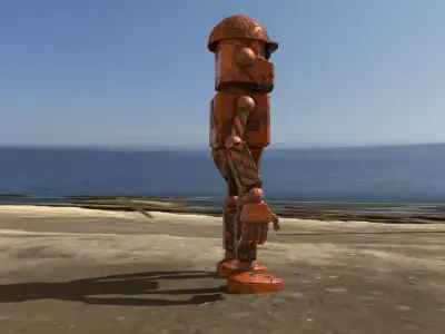 Rusty Worker Bot - Retro Stylized Robot Character  Low-poly 3D model