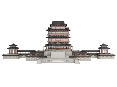 Grand Japan Imperial Palace Tower Complex 3D model