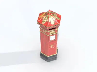 Vintage Post Box Low-poly 3D model