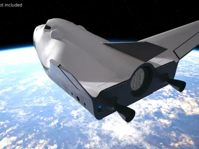  Horizontal Landing Space Vehicle White with Interior Rigged for Maya 