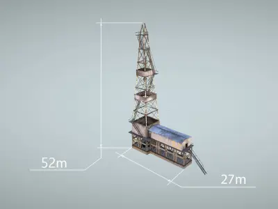 Oil Derrick Low-poly 3D model