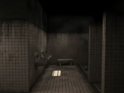 Prison bathroom Low-poly 3D model