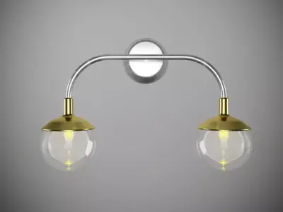 Double metal wall lantern  Low-poly 3D model