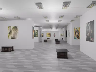 EXHIBITION HALL - art gallery  Low-poly 3D model