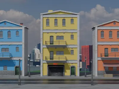 Old City Buildings Low Poly Low-poly 3D model