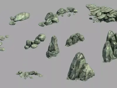 Yamano-Rock Collection group of rocks 3D model