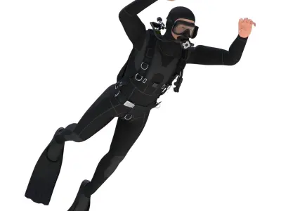  Diver Rigged for Maya 