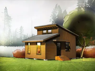 House cabin with roof 3D model