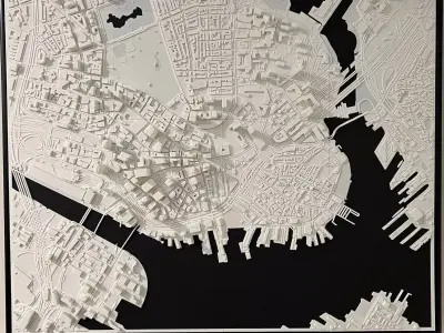 3D Boston 3D Map 3D City Art Landmark Boston Skyline 3D Art 3D print model