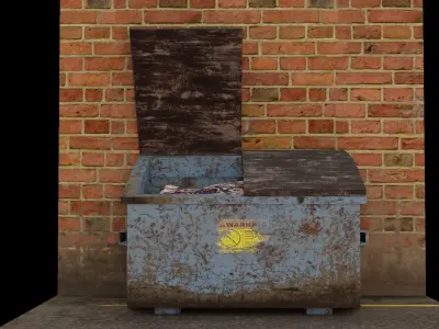 Old Dumpster Low Poly Rusted Low-poly 3D model