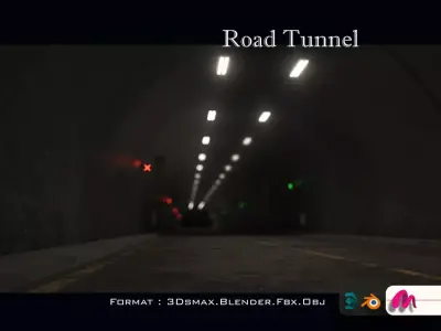 Impressive Highway Tunnel Low-poly 3D model