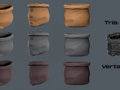 Stylized Sack Low-poly 3D model