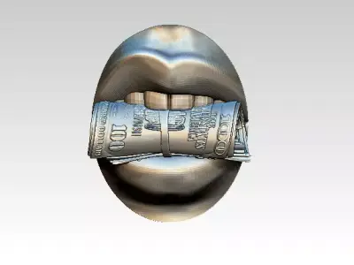 Million Hundred Thousand Dollar Lady Mouth Money roll lip 3D print model