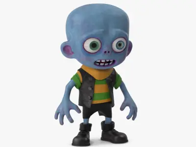 Cartoon Zombie Blue in a Black Costume 