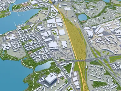 Tampere Finland 60km Low-poly 3D model
