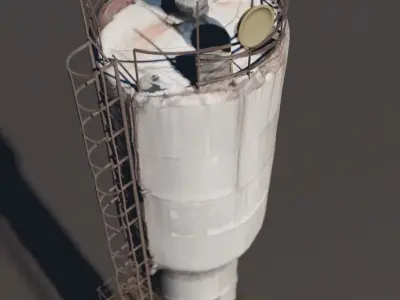 Water Tower Low-poly 3D model 4