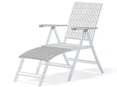 Wooden Sunbed 3D Model 3D model