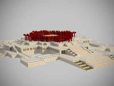 Modern architecture that imitates Eastern classical style Low-poly 3D model