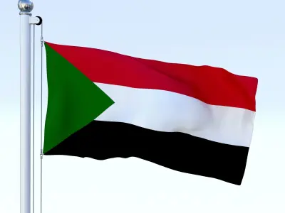 Animated Sudan Flag Low-poly 3D model