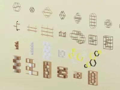 Shelf collection in loft and classic style  3D model