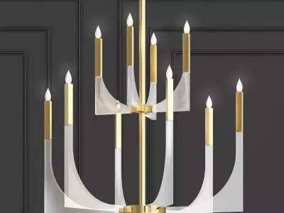 Acrylic Brass Finish Chandelier 3D model