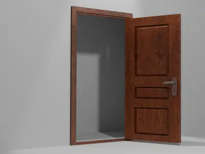 Low Poly 5 Pieces Wooden Doors - For Video Games Low-poly 3D model