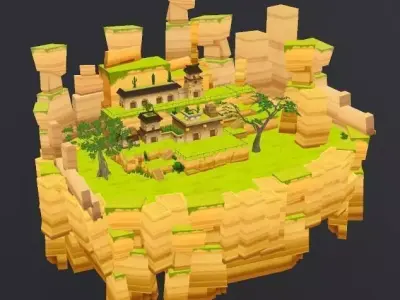 Enviroment China Low-poly 3D model