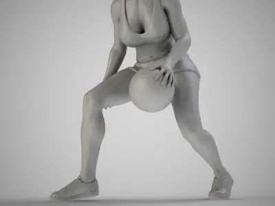 Girl Plays Street Basketball 3D print model