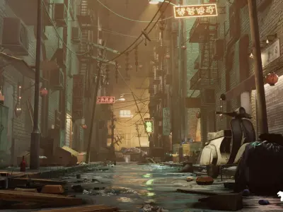 Chinese Alley Environment Low-poly 3D model