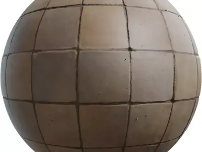 Handmade Terracotta Glazed Squares PBR Texture Texture