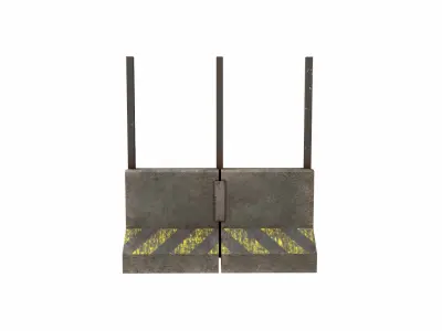 Concrete RoadBlock Barrier Barricade 3D model 12