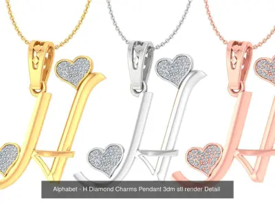 26 Alphabet Letter Diamond Charms Pendant Necklace  3D Model Pack