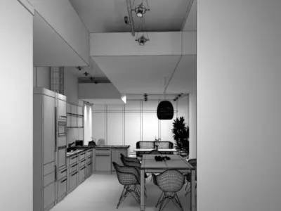 Modern Cozy Kitchen Scene 3D model