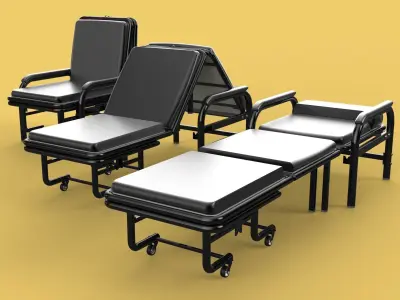 HOSPITAL ROOM ACCOMPANY CHAIR PATIENT FOLDABLE NURSING CHAIR BED 3D model