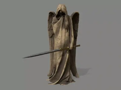 Angel statue of holding sword Low-poly 3D model purchase