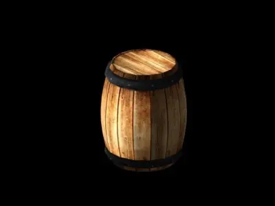 Barrel wooden Low-poly 3D model