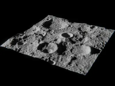 Lunar North Pole And South Pole Terrain - Moon- craters- 3D model