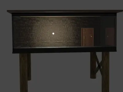 the cottage wooden table with door Low-poly 3D model