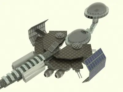 Mig Spaceship Station  Low-poly 3D model