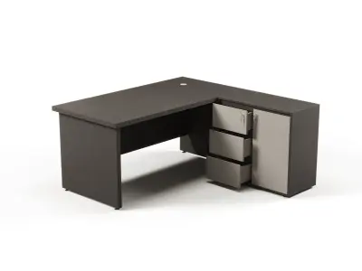 Modern Office Desk With Side Cabinet File For Manager  Free 3D model