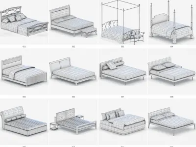 Beds Collection eames lounge chair Low-poly 3D model