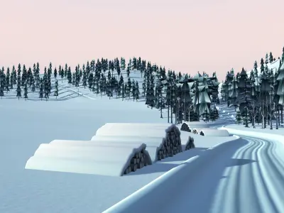 Cartoon Rally Track Sweden Low-poly 3D model