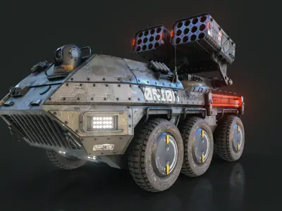 ROCKET LAUNCHER DRONE VEHICLE Low-poly 3D model