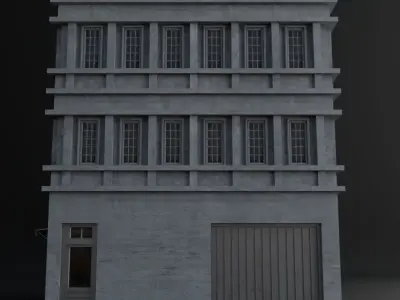 OLD RETRO CLASSICAL BUILDING 8 Low-poly 3D model