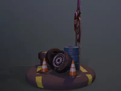 Street Signs Traffic Signals Low-poly 3D model